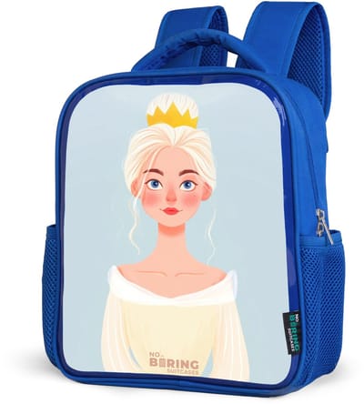 NoBoringSuitcases.com® - Rugzak blauw - Schooltas jongens - Prinses met een gouden kroon - Blauw - Kinder rugtas jongen - Boekentas kind - Kinderrugzak voor school - Schoolrugzak