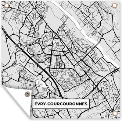 Tuin poster Stadskaart - Frankrijk - Kaart - Évry-Courcouronnes - Plattegrond - 200x200 cm - Tuindoek