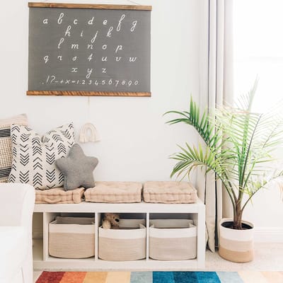 Unyqoos ® Set van 3 Multifunctionele Gevlochten Katoenen Opbergmanden voor Badkamer en Kinderkamer