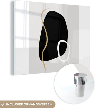 MuchoWow® Glasschilderij 120x90 cm - Schilderij acrylglas - Minimalisme - Abstract - Design - Foto op glas - Schilderijen