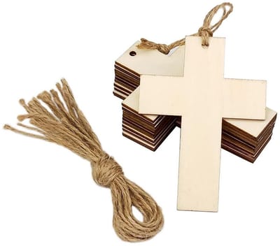 Allecto - Houten Kruis Ornamenten - Touw voor DIY Decoratie - Perfect voor Ambachten - Creatief en veelzijdig - 20 Stuks - Geschikt voor verschille..