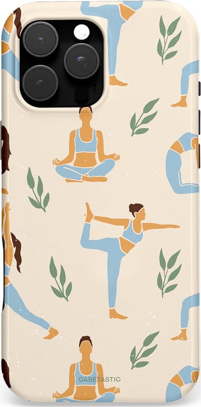 Casetastic hoesje geschikt voor Apple iPhone 16 Pro Max - MagSafe - Dubbellaagse bescherming - Yoga zen - Fashion Case - Crème Lichtgrijs Lichtblauw
