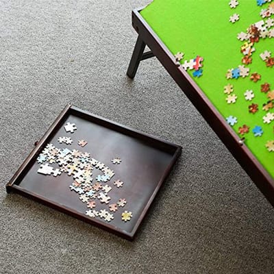 Houten Puzzeltafel - Opvouwbaar Bord - Puzzels Leggen - Kantelbaar Ontwerp - 1000 Stukjes - Houtkleur