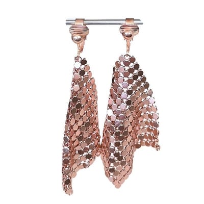 Clip Oorbellen dames - Oorclips - Roze Gouden vierkante pailletten - Party - Bruiloft - MNQ bijoux