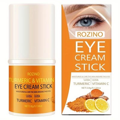 Rozino Kurkuma Oogcrème – Eye Cream met Turmeric & Vitamine C – Vermindert Donkere Kringen & Wallen – Hydraterende Anti-Aging Oogverzorging Oog Creme – Brightening Eye Cream for Dark Circles