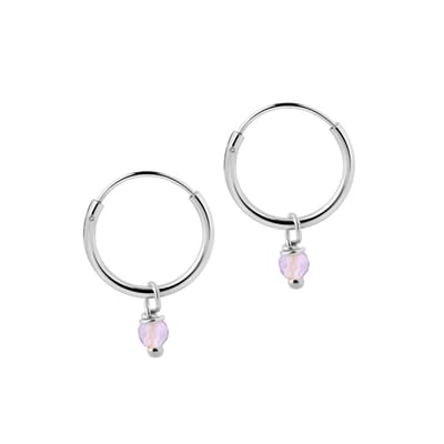 Kleine Zilver Hoops Met Paarse Steen