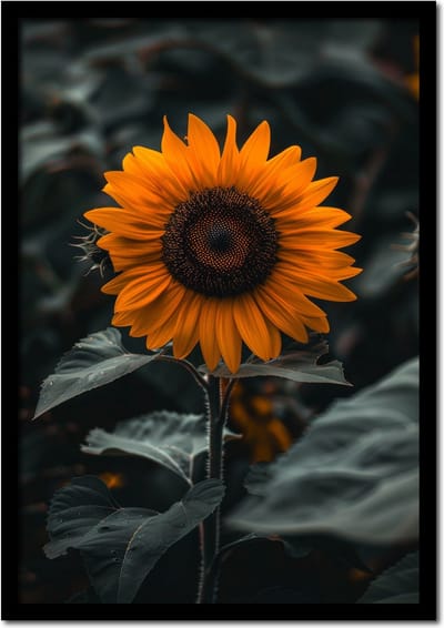 Poster groeiende zonnebloem - 21cm x 30cm a4 - vintage - woonkamer - slaapkamer - bloemen posters - goedkoop - muurposter - natuur - wanddecoratie