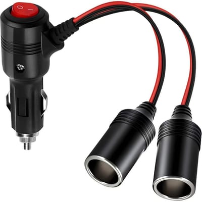 EXCITAT Dubbele sigarettenaansteker met schakelaar - Sigarettenaanstekersplitter - 12V/24V-adapter - Sigarettenaansteker - voor auto's en motoren - Zwart