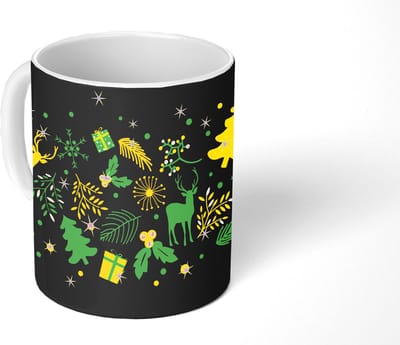 Mok - Koffiemok - Kerst - Patroon - Hert - Mokken - 350 ML - Beker - Koffiemokken - Theemok