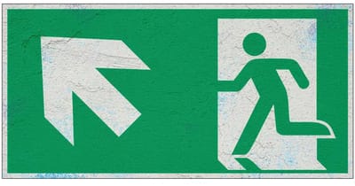 Nooduitgang pijl linksboven bord – E001 | Forex Re materiaal | 20 x 10 cm