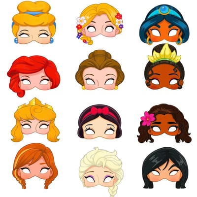 12 Stuks Disney Prinses Masker Feestdecoratie Set Verjaardagscadeau Feest Halloween Coole Accessoires Favoriet Ornament voor Meisjes black