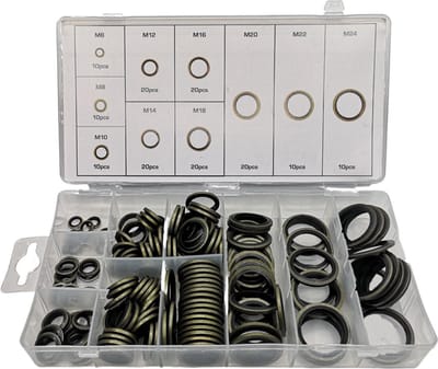 Professionele carterplugringen met NBR dichting bestand tegen hoge druk 150 delig assortiment M6 t/m M24 multiseal ring carterplug