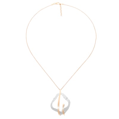 Orphelia ZH-7207 - CHAIN WITH PENDANT SILVER & ROSEGOLD PLATED SATIN - 925 silver - 45 cm