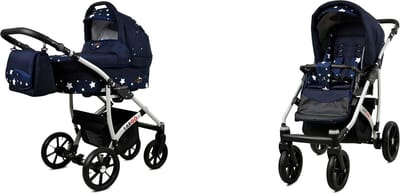 2-in-1 Kinderwagen Set met Reiswieg en Wandelwagen Lichtgewicht Aluminium Navy Blauw