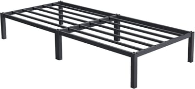 Bedframe eenpersoonsbed 90x200cm van metaal in antraciet met lattenbodem ML design