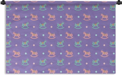 Wandkleed - Wanddoek - Hobbelpaard - Patronen - Geboorte - 180x120 cm - Wandtapijt