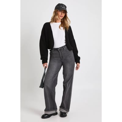 boohoo Dames Chunky gebreide korte cardigan | Zwart | Maat: Medium