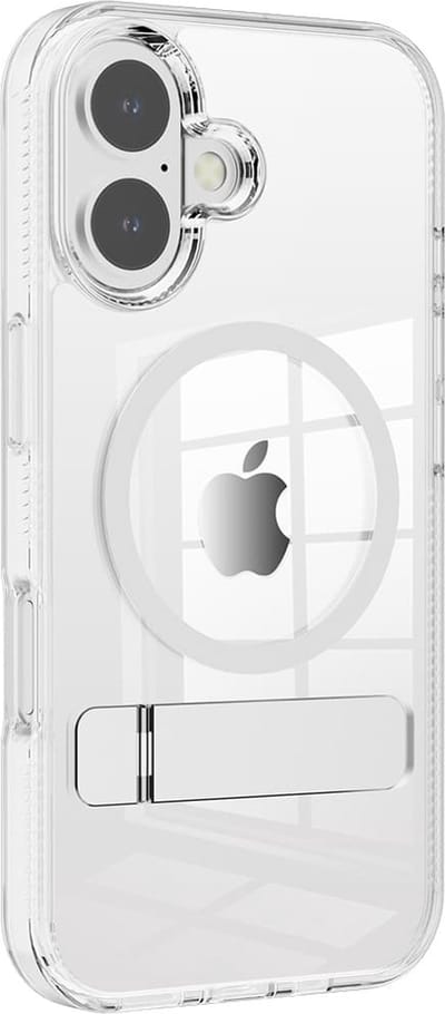 Casify Doorzichtig Kickstand Hoesje geschikt voor MagSafe iPhone 16 Hoesje - Transparant