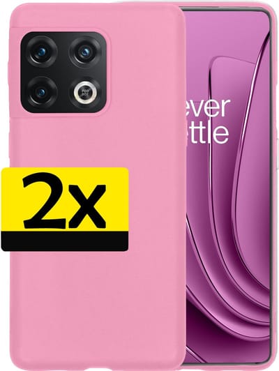 Hoesje - 2 Stuks - Geschikt voor OnePlus 10 Pro - Sterk & Shockproof - Case Siliconen - Back Cover - Telefoon Hoes - Telefoonhoesjes - Lichtroze