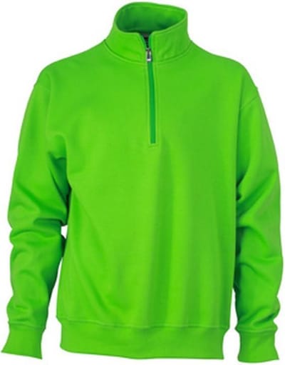 James and Nicholson Uniseks werkkleding Half Ritssweatshirt (Kalk groen)