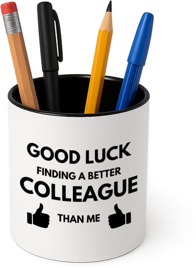 Hacebo® - Good luck finding Pennenbakje - Collega - succes - pennenhouder - werk - afscheidscadeau - verjaardagscadeau - kado - Pennenbakje zwart