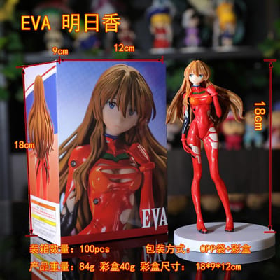 17.5CM EVA Anime Figuur Asuka Langley Soryu Rood Gevechtspak Ayanami Rei Staand Model Bureau Collectie Decoratie Speelgoed Pop With box blue