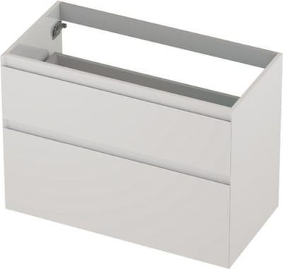INK wastafelonderkast 2 laden greeploos gelakt asymmetrisch 90x45x65cm, hoogglans wit