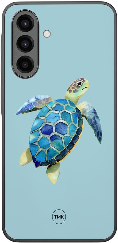 Hoesje geschikt voor Samsung Galaxy A36 - Schildpad - Blauw - TPU case - Print - Hardcase zwart telefoonhoesje