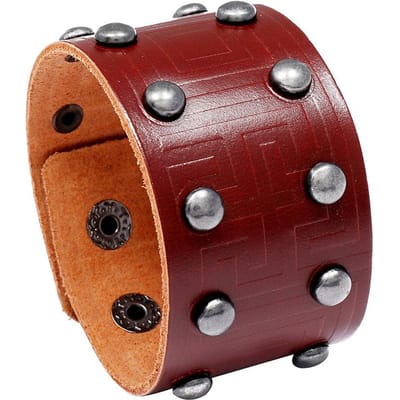 Jessingshow Echt Lederen Armband Punk Brede Drukknop Wrap Armbanden Polsband Voor Mannen Vrouwen Punk Gotisch Emo Rock Armbanden brown