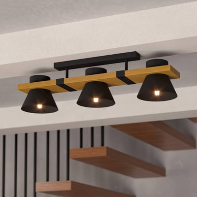 EGLO Maccles Plafondlamp - E27 - 78 cm - Zwart|Bruin - Staal|Hout