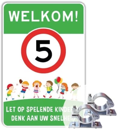 Parkeerbord Welkom - Weerbestendig Aluminium - 40x60 cm - Bevestiging: Met paalbeugels Ø48mm