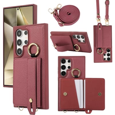 Crossbody Portemonnee met Kaarthouder Telefoonhoesje voor Samsung Galaxy S25 Ultra S24 FE S23 S22 Plus Lanyard Polsband Lederen Hoes For Samsung Galaxy S24 Ultra
