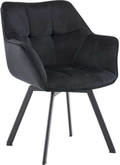 CLP Jordi Eetkamerstoel - met armleuning - ergonomisch - klassiek - tot 150 kg - Velvet - Fluweel - zwart