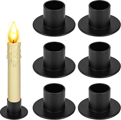 Famanu - Set van 6 metalen kaarsenhouders, vintage stijl, robuust en stabiel, geschikt voor Ø22mm kaarsen