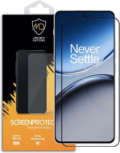 MobyDefend Screenprotector - Geschikt voor OnePlus Nord 4 - Screensaver Met Zwarte Randen - Gehard Glas