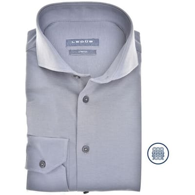 Ledûb Overhemd Knitted Slim-Fit Sophistication Midden Blauw Melange / male