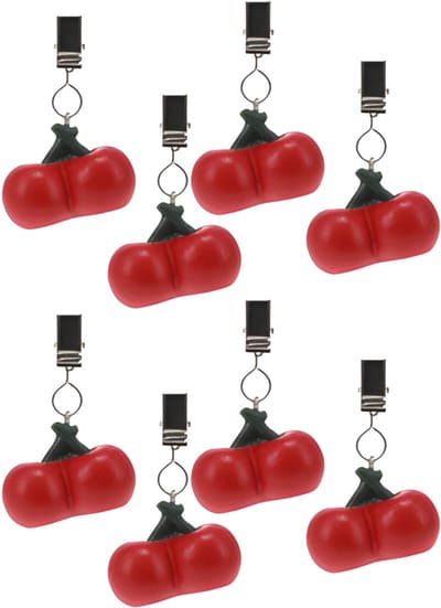 Excellent Houseware Tafelkleedgewichtjes/hangers - 8x - kers - kunststeen - rood