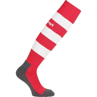 Uhlsport Team Pro Essential Stripe Voetbalkousen - Rood / Wit | Maat: 41-44