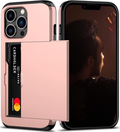 Hoesje Geschikt voor iPhone 13 Pro Hoesje Rose Goud - shockproof Backcover met pasjeshouder - Ruimte voor 2 pasjes