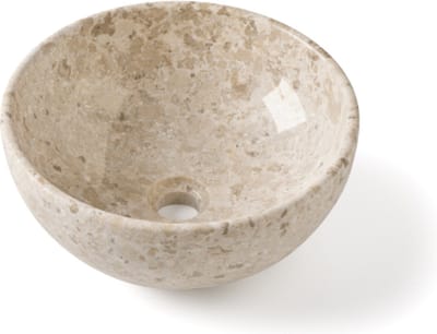 Natuursteen waskom rond beige 35×35×15 cm – Lunare opbouw