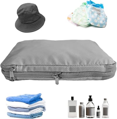 Compressie Verpakkingszakken - Kleding Organizer - Ruimtebesparend Inpakken - Dubbelzijdige Compartimenten - 37.5 x 27.5 cm - Lichtgrijs