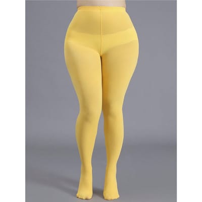 1 Paar Dames Grote Maat Gele Doorzichtige Panty's Stretchy Hoge Taille Panty Kousen 1XL beige