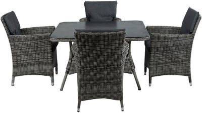 5-delige tuinset | 4 Verone tuinstoelen Ash Grey | Tuintafel Dublin 115x115cm Ash Grey