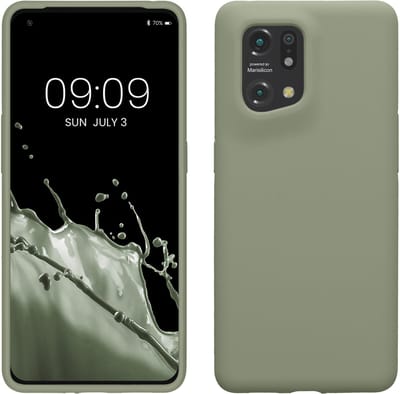 kwmobile telefoonhoesje geschikt voor Oppo Find X5 (5G) - Hoesje met siliconen coating - Smartphone case in grijsgroen