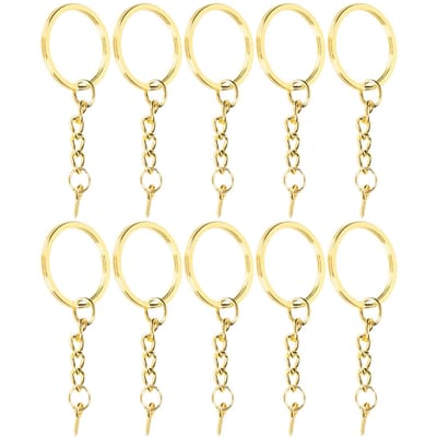 10 stuks Sleutelhanger Legering Sleutelhanger Ring Onderdelen met Schroefoog Pin Connector DIY AccessoiresGoud 25mm /