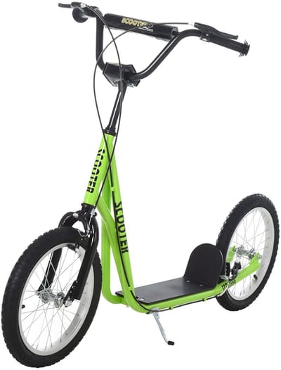 City Scooter met Verstelbaar Stuur – Step met Dubbele Wielen – Groen