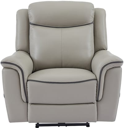 Vente-unique Elektrische fauteuil van lichtgrijs leer ADELIO