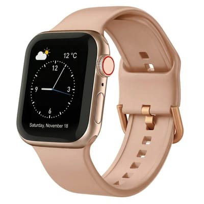 By Qubix - Geschikt voor Apple Watch bandje - Soft siliconen bandje met gespsluiting - Cappuccino - Geschikt voor Apple Watch 44mm / 45mm / 46mm / 49mm (Ultra 1,2 en 3) - Smartwatch bandje
