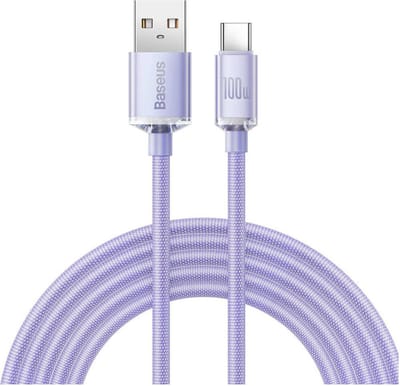 Baseus - Crystal - Shine Series kabel USB-kabel voor snel opladen en gegevensoverdracht USB Type A - USB Type C 100W 2m paars - (CAJY000505)