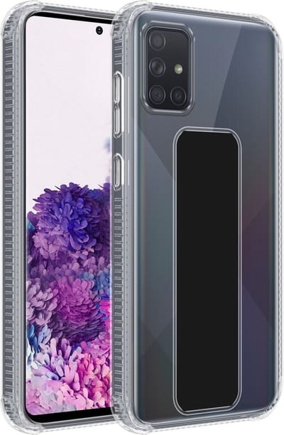 Cadorabo Hoesje geschikt voor Samsung Galaxy A71 4G in ZWART - Beschermhoes gemaakt van flexibel TPU silicone Cover Case met houder en standfunctie